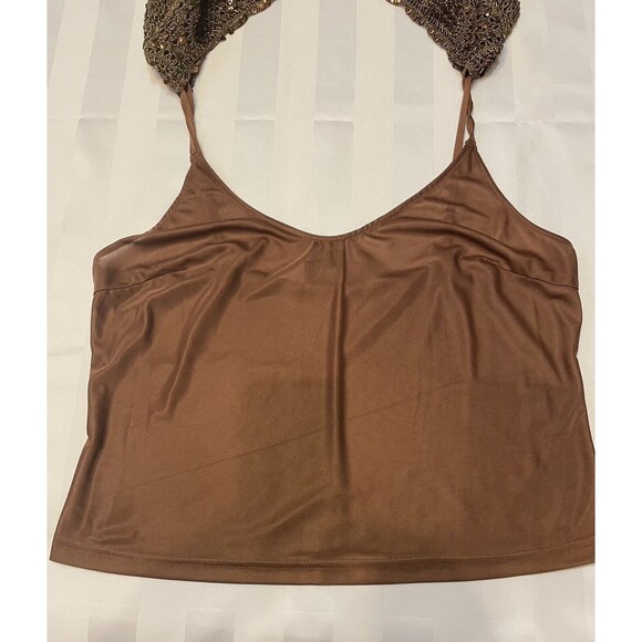 KM Collection By Mills Bell Brown Toned Beaded Top Size M NWT - Picture 3 of 6